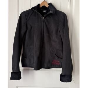 Harley Davidson Coat Jacket Women's Sz M Embroidered Faux Fur Zip Soft! NWOT